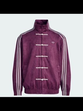 adidas Plum Bomber Jacket with White Three-Stripes
